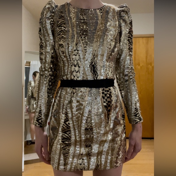 Gold Sequin Marciano Dress - Picture 11 of 16